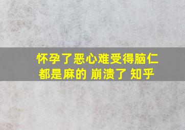 怀孕了恶心难受得脑仁都是麻的 崩溃了 知乎